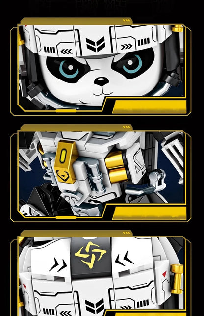 2025 Kung Fu Style 12-in-1 Mechanical Panda & Zodiac Building Blocks Set, Articulated Animal Model Toys for Boys Birthday Gifts