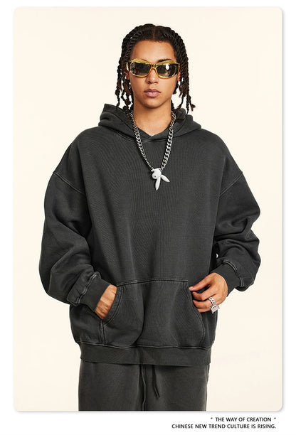 ZODF 2024 Winter Unisex Washed Fleece Hoodies 360gsm Warm Loose Retro Hooded Sweatshirts HY0870