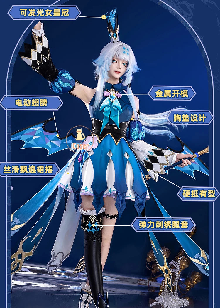 Honkai Star Rail Cerydra Cosplay Costume Wig Dress Uniform Crown Headwear Festival Halloween Party for Women Girls Carnival Prop