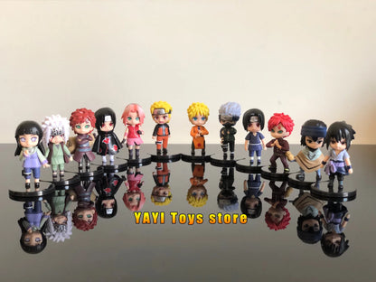 New 12pcs/set Anime Figure Naruto Shippuden Hinata Sasuke Itachi Kakashi Gaara Action Figure Q Version PVC Figures Toys  Gift