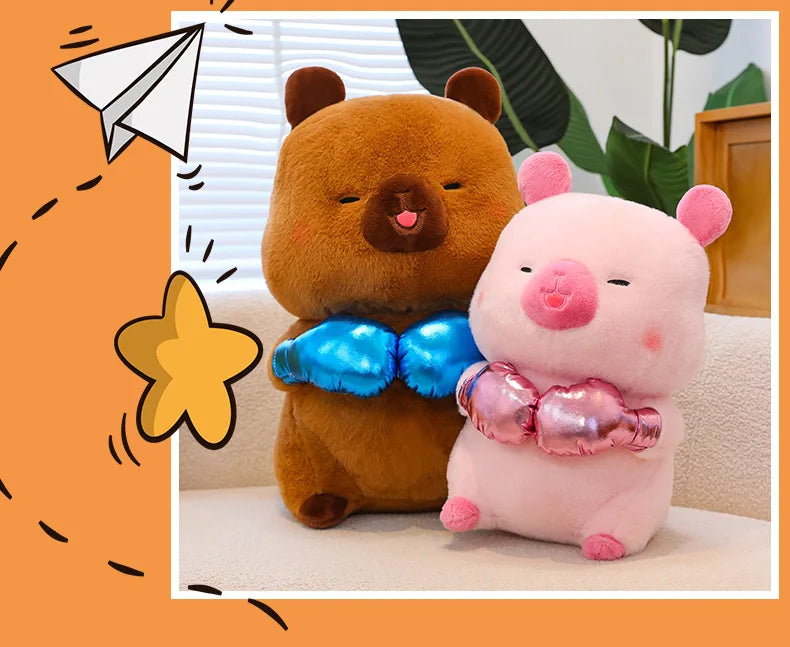 Plush Capybara Boxing Toy Stuffed Animal Cute Cuddly Pillow Decor for Kids Birthday Xmas Gift Wholesale Plush Toy Stuffed Animal