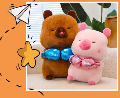 Plush Capybara Boxing Toy Stuffed Animal Cute Cuddly Pillow Decor for Kids Birthday Xmas Gift Wholesale Plush Toy Stuffed Animal