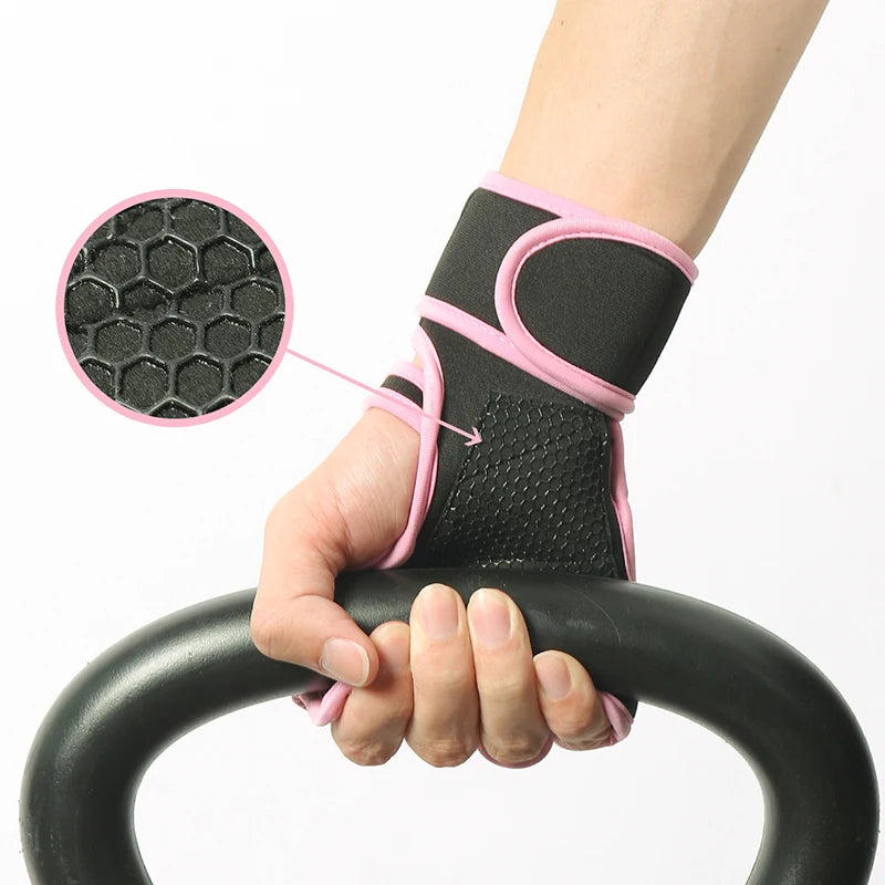 The Codex Women’s Pink Workout Gloves with Wrist Wraps Anti-Slip Silicone Palm Protection for Weight Lifting