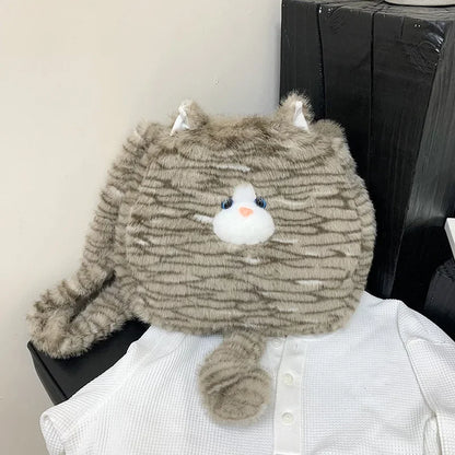 Cute Cat Plush Crossbody Bag for Women's New Instagram Soft and Cute Furry Large Capacity High-end Sensory Communication Tote
