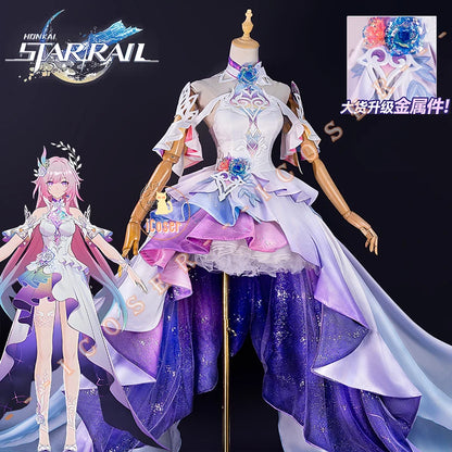 Honkai Star Rail Cyrene Cosplay Costume Wig Dress Metal Accessories Headwear New Skin Outfit Elysia Amphoreus Halloween Women