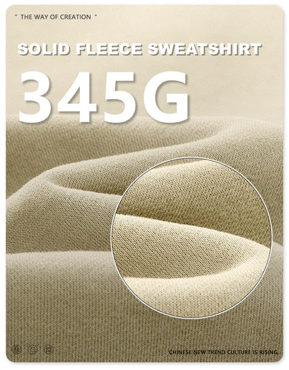 ZODF 2024 Winter Men 345gsm Fleece Sweatshirts Unisex Women Casual Loose Warm Solid O-Neck Pullovers Streetwears HY0865