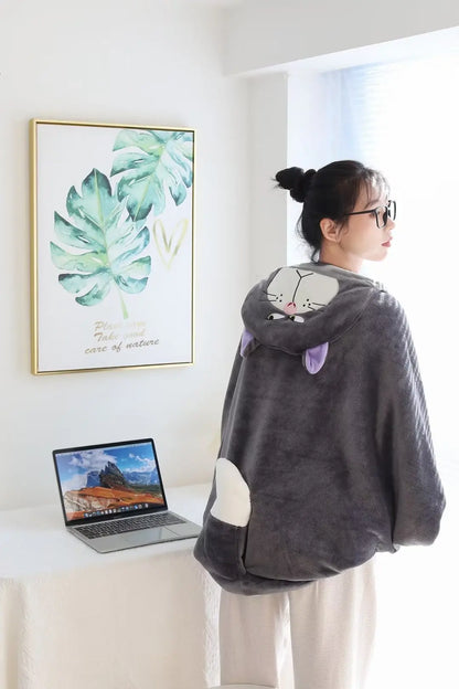 Cartoon Cute Lucifer Hooded Cloak Blanket Office Dormitory Autumn Winter Warm Animal Cloak Nap Blanket Practical Exquisite Gift