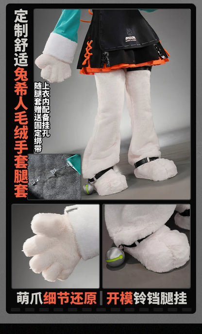 Zenless Zone Zero Zhao Cosplay Costume Wig Dress Uniform Tail Earrings Headwear Rabbit Ear Halloween Party for Women Girls Props