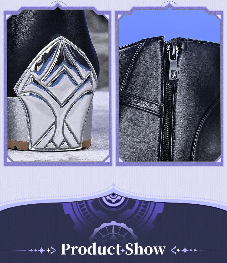 Flins Durin Cosplay Shoes Game Genshin Impact DokiDoki-SR Men Short Long Black Boots Kyryll Chudomirovich Halloween Cosplay