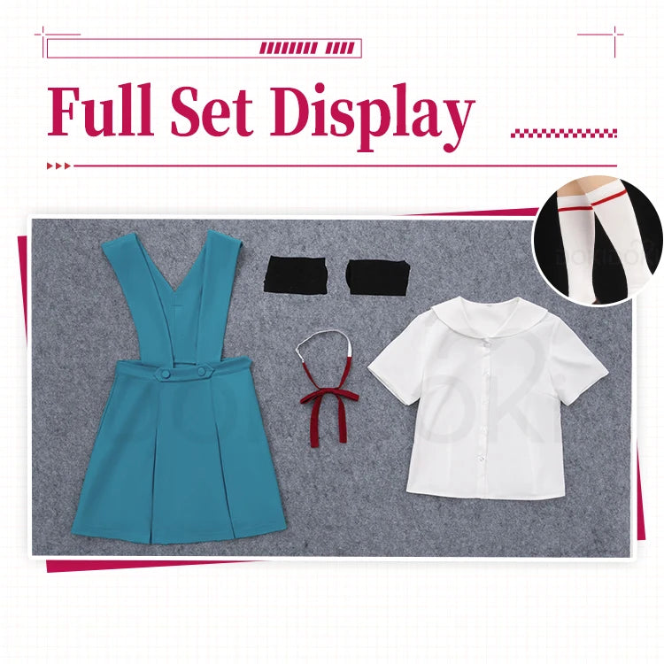 IN STOCK Reii / Asukaa Cosplay Costume DokiDoki-SR Anime Cosplay Women Asukaa Costume Socks Rei School Uniform Halloween Costume