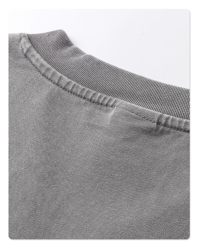 ZODF 2025 Men Summer 250gsm Batik Washed Cotton T-Shirts Retro Unisex Oversized V Neck Distressed T Shirt Brand Tees HY1067