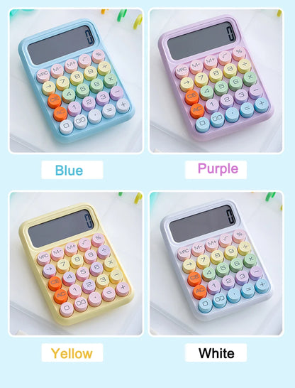 Keyboard Calculator Office 12-digit Mechanical Buttons Calculator Cute Candy Color School Supplies Students/Finance Stationery