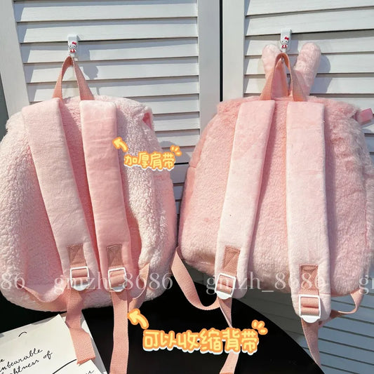 Sanrio Cartoon Backpack For Girl Women My Melody Sweet Piano Lovely Schoolbag Japanese Style Casual Large Capacity Plush Bag