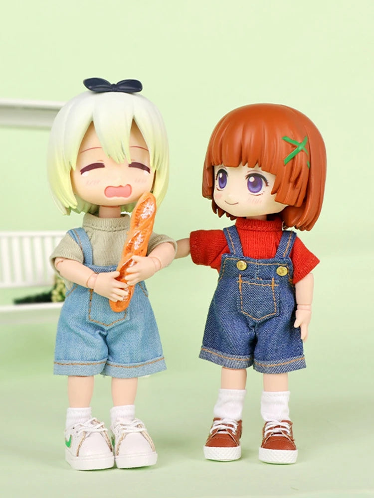 Ob11 Doll Clothes Fashion Tops Jeans Sweatshirt Cool Sleeveless High Neck Sweater Suspenders Shorts For 1/12 Bjd Dolls Accessory