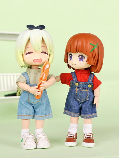 Ob11 Doll Clothes Fashion Tops Jeans Sweatshirt Cool Sleeveless High Neck Sweater Suspenders Shorts For 1/12 Bjd Dolls Accessory