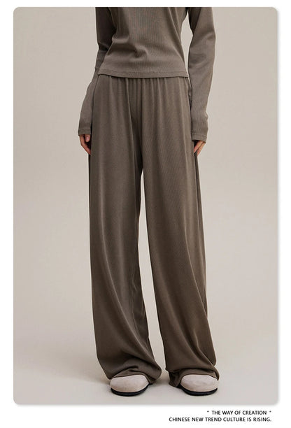 ZODF Women 2025 Solid Comfortable Loose Pants Girls Female 275gsm Solid Wide Lge Straight Trousers Brand Bottoms HY1137