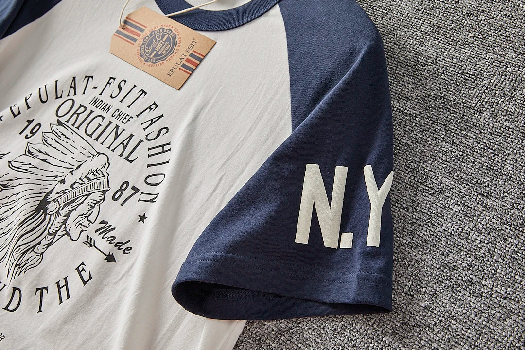 Summer New American Retro Short-sleeved O-neck Letter Printed T-shirt Men's Fashion Simple 100% Cotton Washed Casual Sport Tops