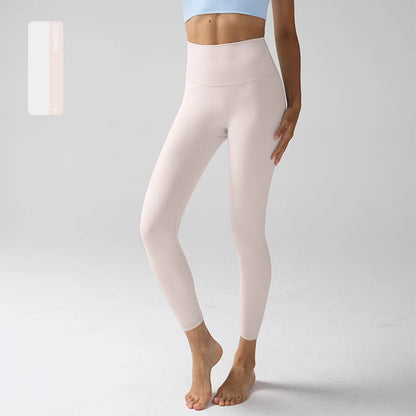 High Waist Naked Feeling Leggings for Women – Fitness Running Yoga Gym and Casual Workout Tight Pants - Pink Coffee / XL