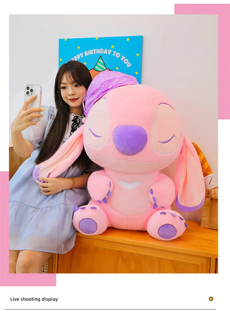 80cm Large Big Size Disney Stitch Sleeping Cute Anime Plush Stuffed Doll Room Plushies Pillow Ornaments Children's Holiday Gifts