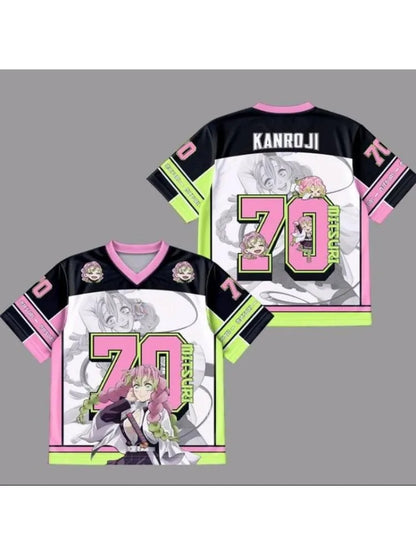 Demon Slayer Mitsuri Kanroji Anime Series Number 70 Jersey Oversize Kpop Baseball Hockey Outfit T-shirt Daily Unisex Tops Tees