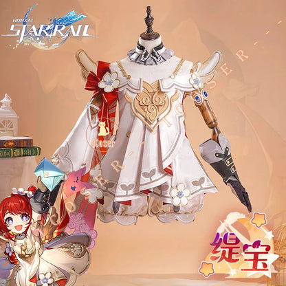 Honkai Star Rail Tribbie Cosplay Costume Wig Dress Uniform Headwear Wings Game Props Halloween Party for Women Girls Carnival