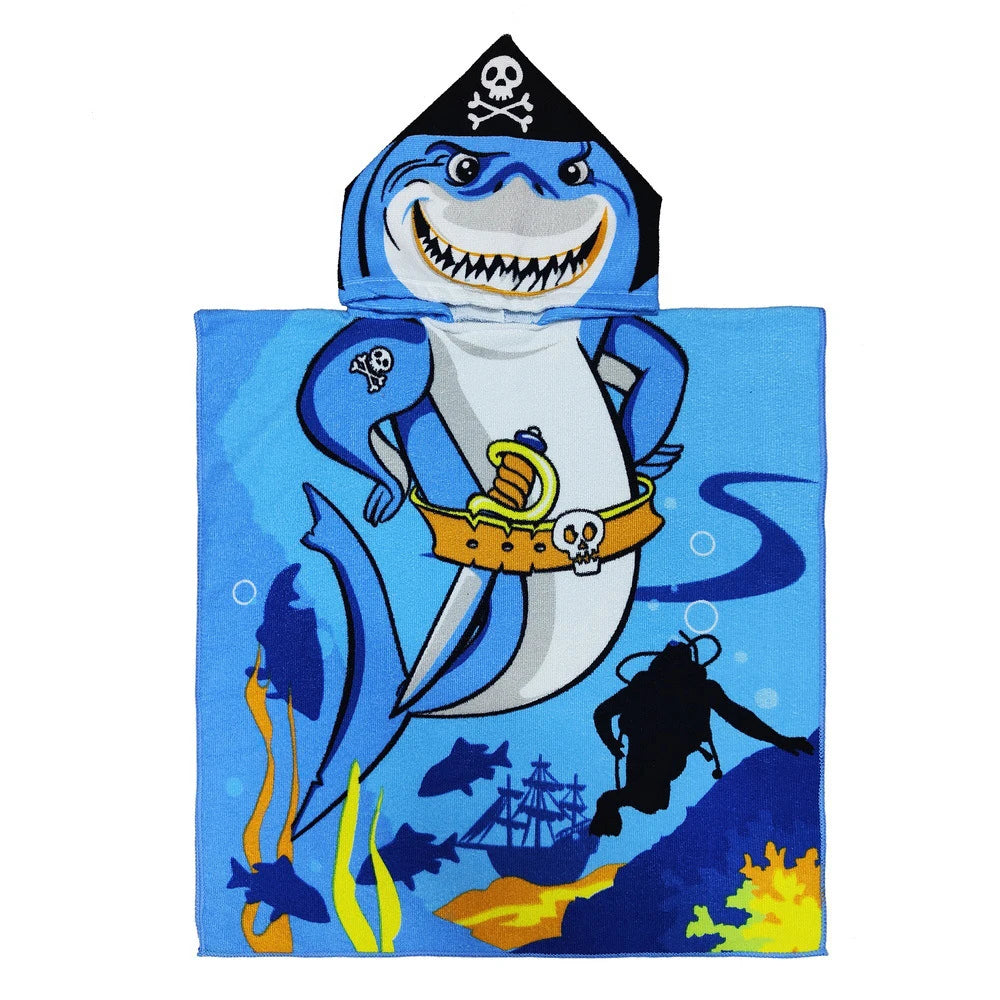 80-130cm Baby Bathing Towel Towel Kids Hooded Bath Beach Poncho Towels Shark Dinosaur Stitch Bathrobe Child Towels