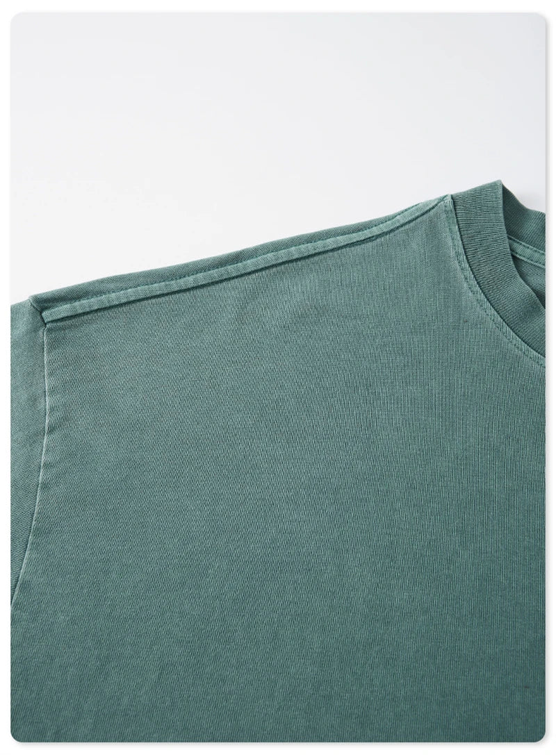 ZODF New Autumn Men's 260gsm 100% Cotton T Shirts Unisex Retro High Street Loose Washed Solid Tees Streetwears HY0376