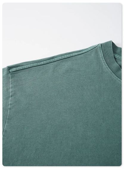 ZODF New Autumn Men's 260gsm 100% Cotton T Shirts Unisex Retro High Street Loose Washed Solid Tees Streetwears HY0376