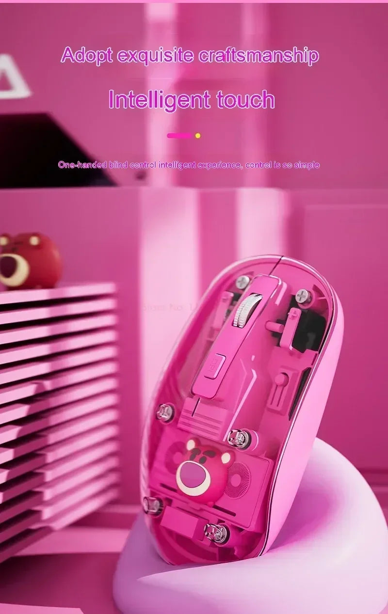 New Disney Wireless 2.4g Transparent Mouse Dual Bluetooth Charging Mute Silent Female Tablet Computer Notebook Office Gift