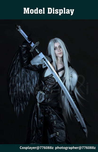 Sephiroth Cosplay Costume Game FF DokiDoki-R【XS-3XL】Men Black Suits Sephiroth Costume Adult Cosplay Plus Size