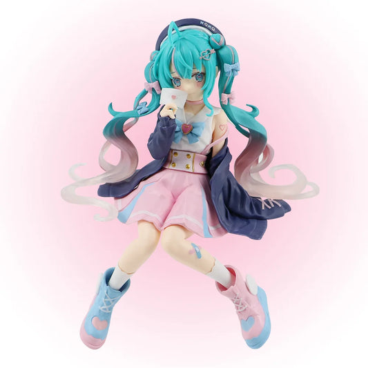 Hatsune Miku Pink Sakura Sitting PVC Anime Figure Model Toy Decoration Collectible Gift - No Box