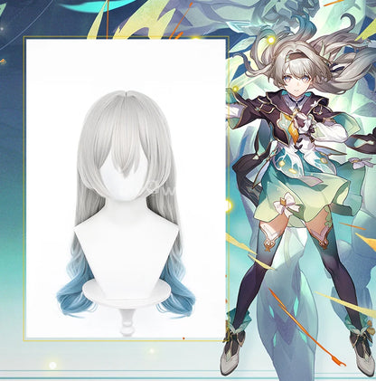 UWOWO Honkai Star Rail Firefly Cosplay Wig Long hair Grey Blue 60CM Hair Wig