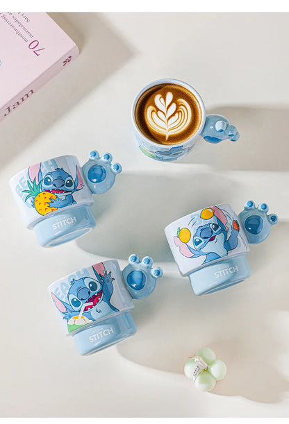 Disney Stitch Mug Office Coffee Cup Stackable Ceramics Mugs High Value Couple Water Cups Student Hot Water Cup Festival Gift