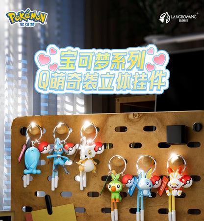 Genuine Pokemon Scorbunny Keychain Grookey Riolu Sobble Wobbuffet Cubone Anime Action Figure Toy Keyring Fragrance Pendant Gift