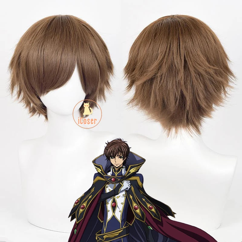 Anime Code Geass Suzaku Kururugi Cosplay Costume Wig Knight of Zero Uniform Long Cloak Halloween Party Women Men Props iCoser