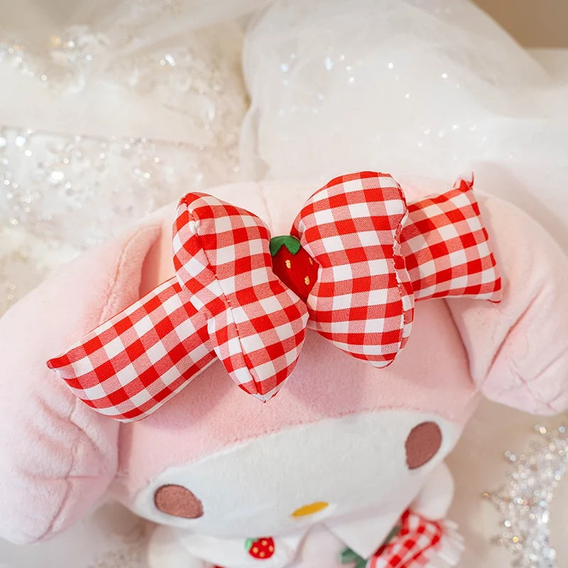 Sanrio Cartoon Plush Toy Kawali Strawberry My Melody Soft Stuffed Doll Pendant Keychain Toys Girl Kids Xmas Gift