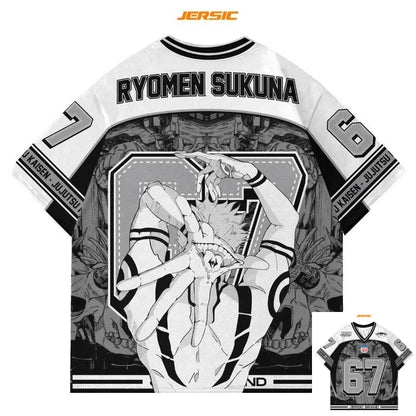  67 Jersey Ryomen Sukuna Jujutsu Kaisen Anime Style Kpop Baseball Hockey Tshirt Fashion Streetwear Anime Daily Unisex Tops Tees