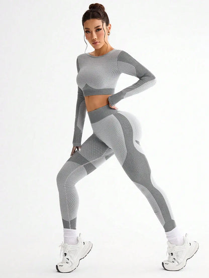 2pcs Women’s Seamless Breathable Sports Yoga Running Fitness Suit