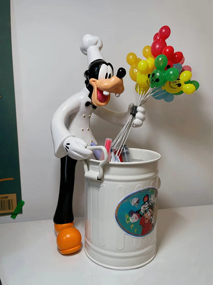 Disney Anime Figures Mickey Goofy Statue Pen Container Makeup Brush Holder Storage Bin Cute Desktop Decor Student Ornaments Gift