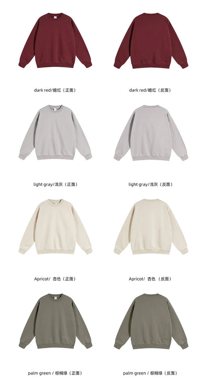 ZODF 2024 Autumn Winter Men's Basic O-Neck Sweatshirt Unisex Loose Solid 430gsm Terry Pullovers Streetwears HY0910