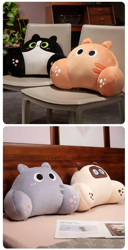 Comfortable Cat Style Back Cushion Sofa Bed Chair Lumbar Support Cushion Comfortable Throw Pillow Reading and Watching TV Soft