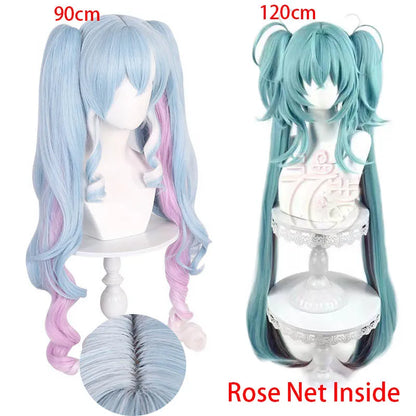 Anime Mikuu Snow And Demon Cosplay Wig 90cm 120cm Heat Resistant Fiber