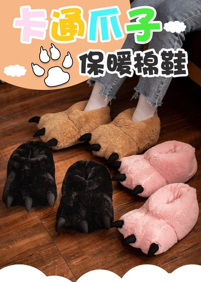 New Animal Claw Shoes For Adults, Warm And Casual Cute And Cute Plush Toys All Inclusive Flat Slippers Wholesale