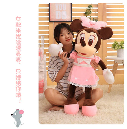 Disney 110cm Kawaii Mickey & Minnie Plush Pillow Set - Wedding Dress Stuffed Animals Soft Hugging Toy for Girls Gift Room Decor
