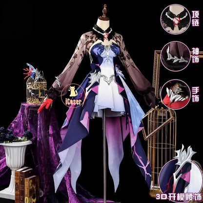 iCoser Honkai Star Rail Hysilens Cosplay Costume Wig Dress Headwear Amphoreus Halloween Party for Women Girls Carnival Cos Props