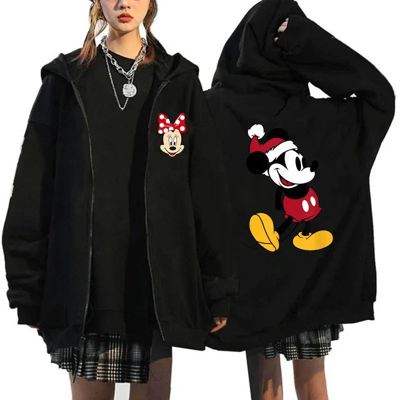 2025 Designer Clothing Women's Luxury Graphic Hoodies Mickey Mouse Print Long Sleeve Zip-Up Fashion Luxury Brand Disney Clothing