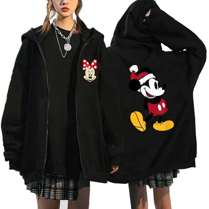 2025 Designer Clothing Women's Luxury Graphic Hoodies Mickey Mouse Print Long Sleeve Zip-Up Fashion Luxury Brand Disney Clothing