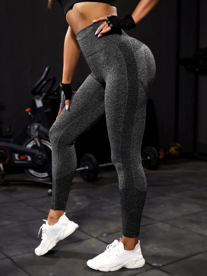 The Codex Seamless Yoga Sport Women’s Push Up Fitness Leggings Ankle-Length Gym Pants - black / M