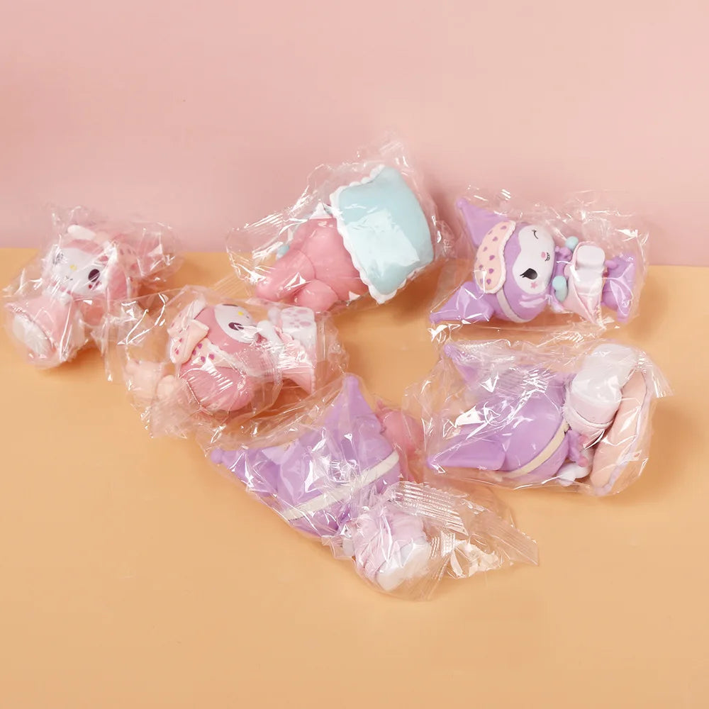 6Pcs-Set Sanrio Anime Figure Pajamas Sweetheart Kawaii Kuromi My Melody Doll action Cute Decoration Toys For children Gift