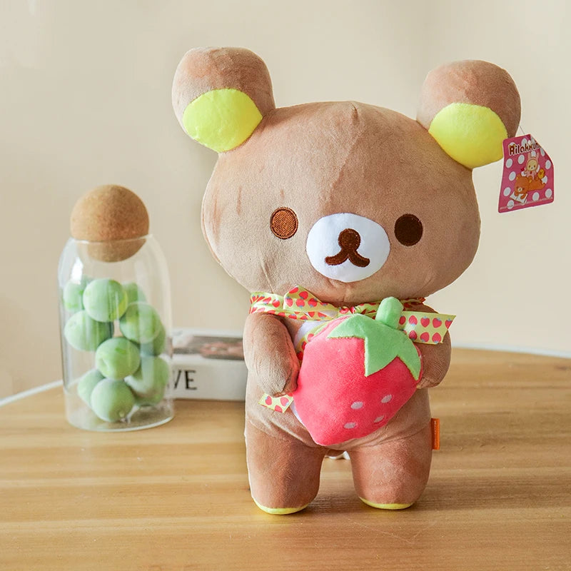strawberry Rilakkuma Plush Doll Cartoon Bear Toy Kawaii Rilakkuma Room Decor Teddy Bear Plushies Cute Couple Bear Xmas Gift